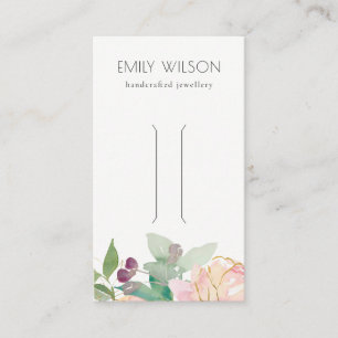 Gold Blush Pink Floral Bunch Hair Clip Display Business Card