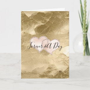 Gold Blush Pink Forever Wedding Card