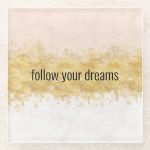 Gold Blush Pink Glam      Glass Coaster