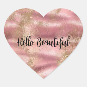 Gold Blush Pink Glam Heart Sticker