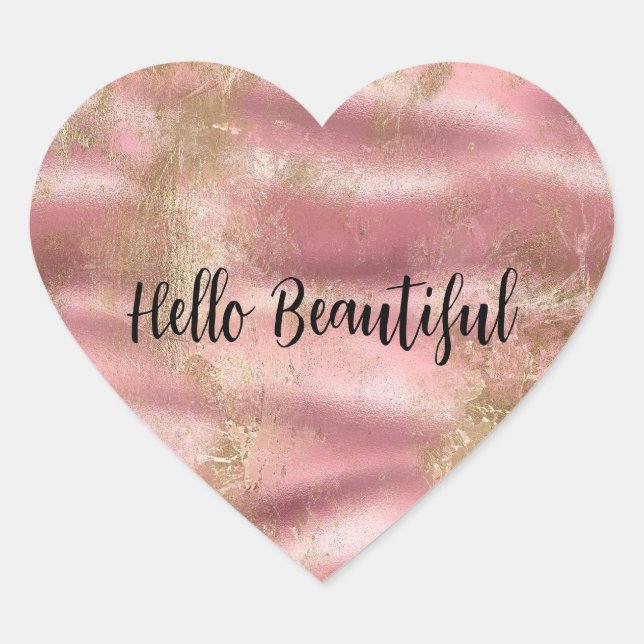 Gold Blush Pink Glam Heart Sticker (Front)