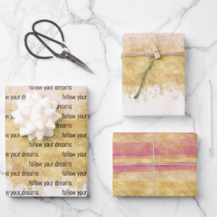 Gold Blush Pink Glam  Wrapping Paper Sheet