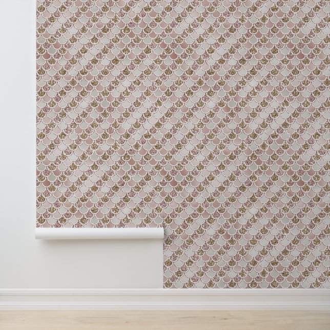 Gold Blush Pink Glitter Mermaid Wallpaper (Application)
