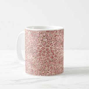 Gold Blush Pink Glitzy Glitter Leopard Print Coffee Mug