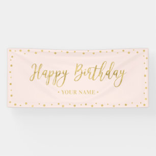 Gold & Blush Pink Happy Birthday Party Banner