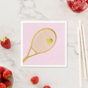 Gold & Blush Pink Modern Tennis Ball Racket Napkin