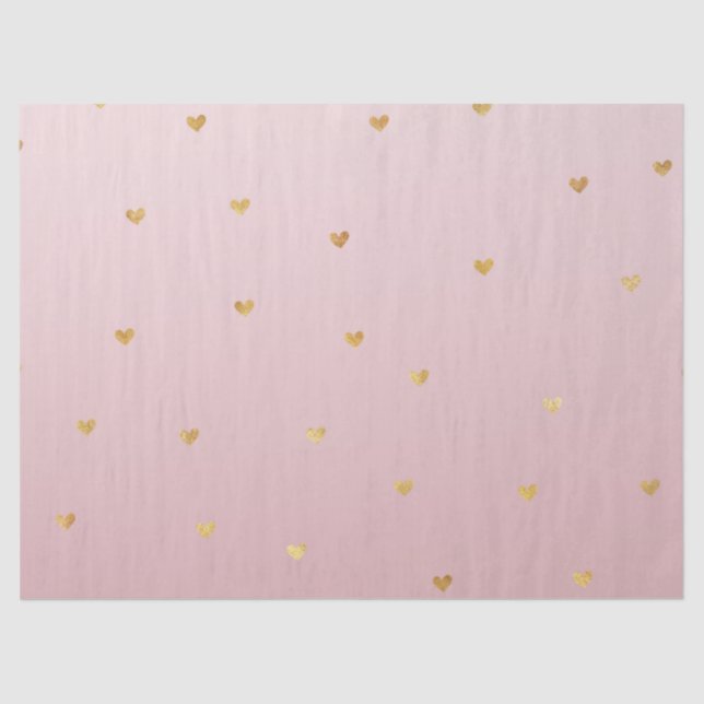 Gold Blush Pink Ombre Hearts Tissue Paper (Front)