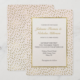 Gold Blush Pink White Ombre Abstract Wedding Invitation