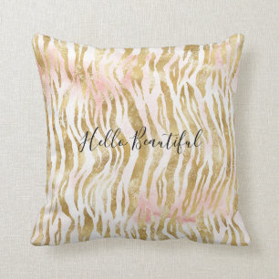 Gold Blush Pink Zebra Print          Cushion