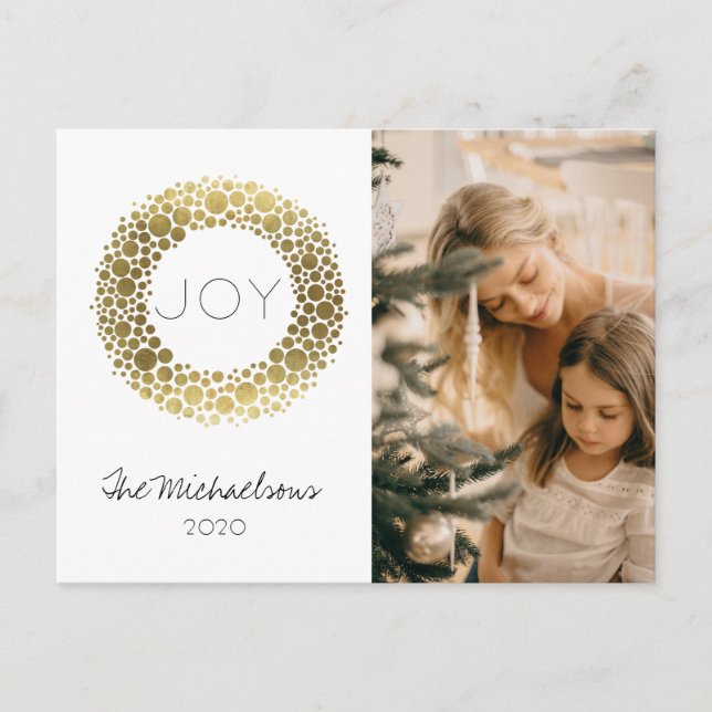Gold Blush Watercolor Photo Holiday Post Card (Front)