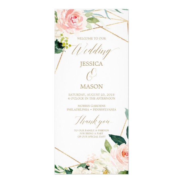 Gold Blush Wedding Program - Ceremony Program Rack Card (Front)
