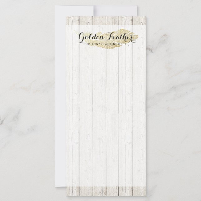 Gold Bohemian Feather on Rustic Wood Boards (Front)