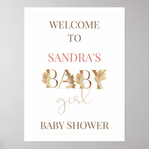 Gold Boho Baby Girl Baby Shower Welcome Sign