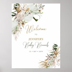 Gold Boho/Bohemian Baby Brunch Welcome  Poster