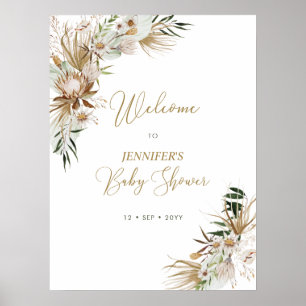 Gold Boho/Bohemian Baby Shower Welcome Poster