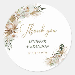 Gold Boho/Bohemian Wedding Thank you Classic Round Sticker
