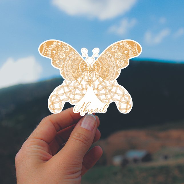 Gold Boho Butterfly  (Personalized Gold Boho Butterfly Sticker)