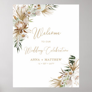 Gold Boho Couples Wedding Celebration Welcome Poster