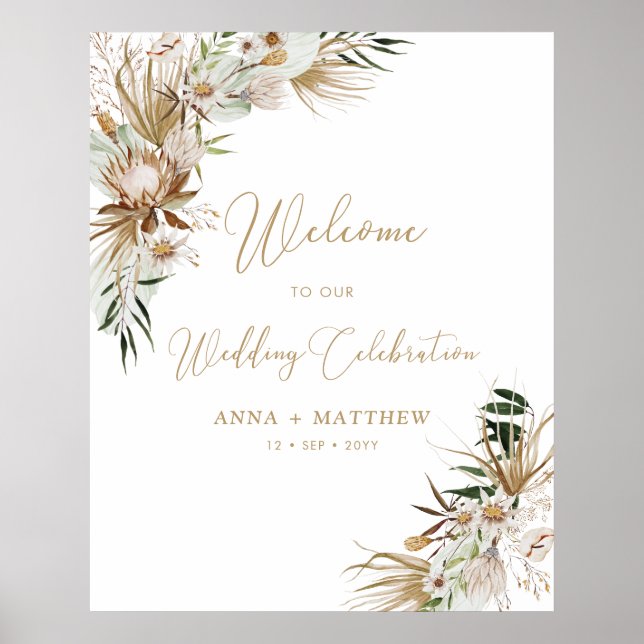 Gold Boho Couples Wedding Celebration Welcome Poster (Front)