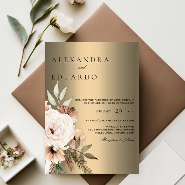 Gold Boho Elegance Wedding Invitation (Creator Uploaded)