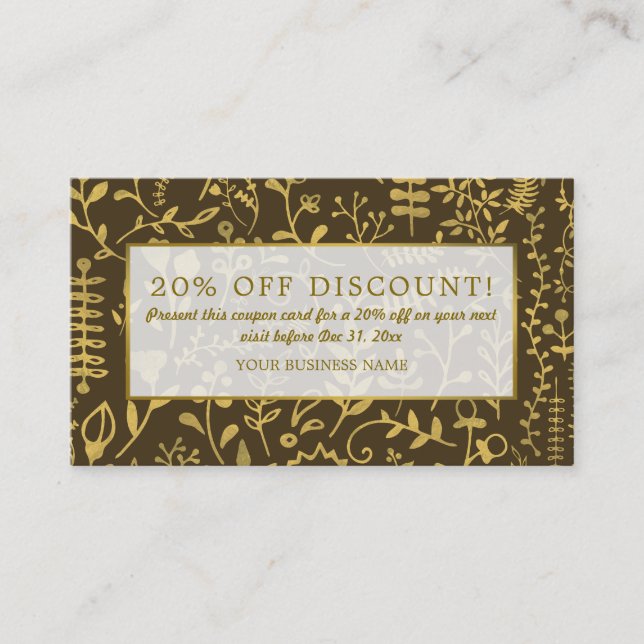 Gold Boho Floral, Discount Voucher (Front)
