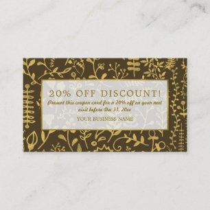 Gold Boho Floral, Discount Voucher Card