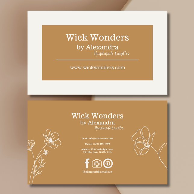 Gold  Boho Minimalistic Candle Making Business Card (Creator Uploaded)
