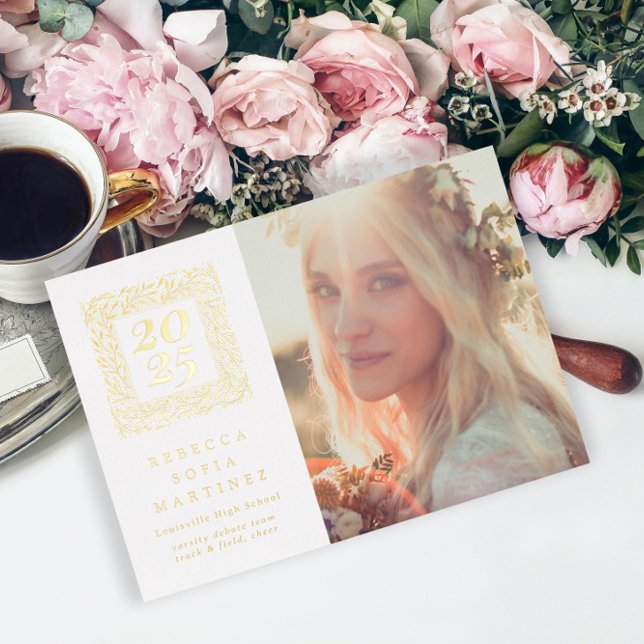 Gold Boho Natural Photo Graduation Announcement (Creator Uploaded)