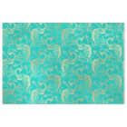 Gold Boho Peacocks on Aqua Decoupage