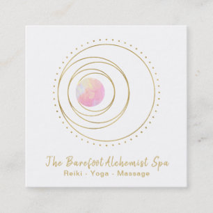 *~* Gold Boho Pink Sacred Geometry Luna Lunar Moon Square Business Card