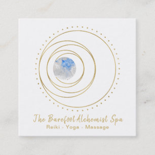 *~* Gold Boho Sacred Geometry Luna Lunar Moon Square Business Card