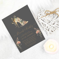 Gold Boho Stiletto Shoe Bridal Brunch Invitation