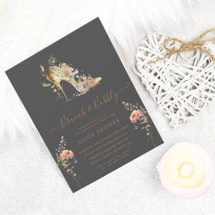 gold boho stiletto shoe bridal brunch invitation