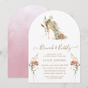 Gold Boho Stiletto Shoe Bridal Brunch Invitation