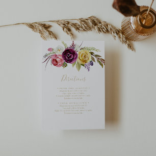 Gold Boho Tropical Floral Wedding Directions Enclosure Card