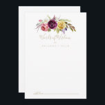 Gold Boho Tropical Floral Wedding Words of Wisdom  Advice Card<br><div class="desc">This gold boho tropical floral words of wisdom advice card is perfect for a rustic wedding. The design features hand-painted brown wild feathers, boho yellow, white, purple, pink, blush, burgundy flowers and blue berries neatly arranged into beautiful bouquets. These cards are perfect for a wedding, bridal shower, baby shower, graduation...</div>