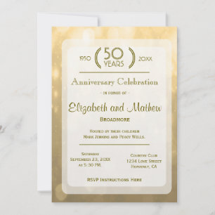 Gold Bokeh 50th Anniversary Invitation