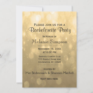 Gold Bokeh   Bachelorette Party Invitation