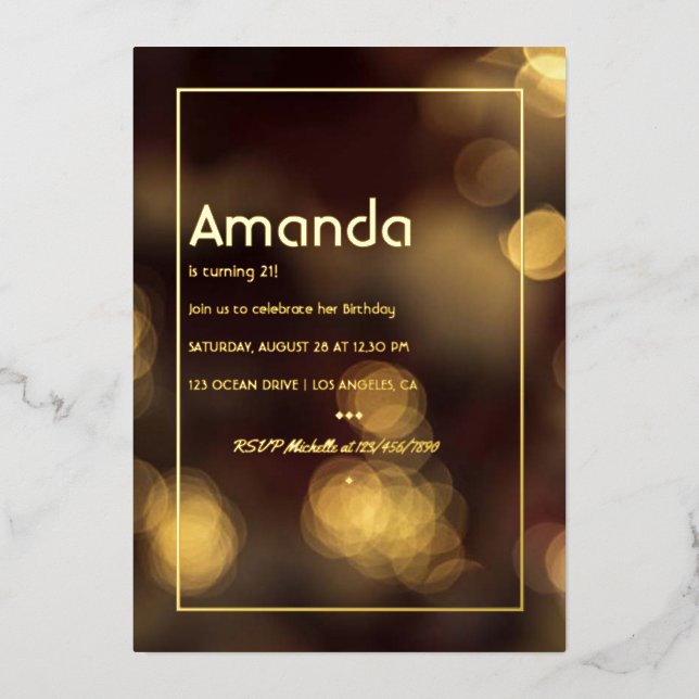 Gold Bokeh Birthday Party (Front)