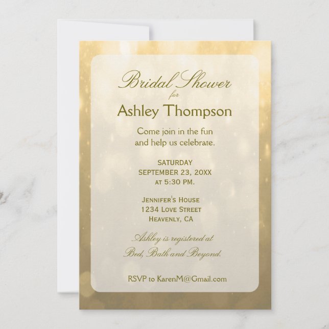 Gold Bokeh | Bridal Shower Invitation (Front)