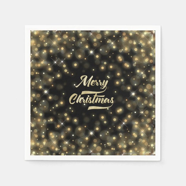 Gold Bokeh Christmas Napkin (Front)