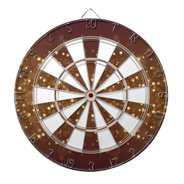 Gold Bokeh Glitter Stars Dartboard (Front)