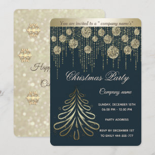 Gold bokeh luxury corporate Christmas party Invitation