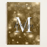 Gold Bokeh Modern Monogram Sparkle Planner<br><div class="desc">This planner has a background of gold bokeh sparkle. Simple and contemporary. Complete it with a personalised monogram and name. Created by Simply Farmhouse Press.</div>