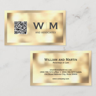 Gold Bokeh Monogram   QR CODE Business Card