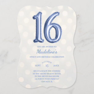 Gold Bokeh Periwinkle Faux Foil 16th Birthday Invitation