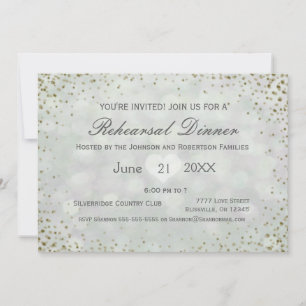 Gold Bokeh   Rehearsal Dinner Invitation