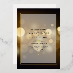Gold Bokeh Wedding Foil Invitation