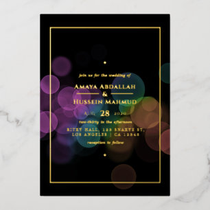 Gold Bokeh Wedding Foil Invitation