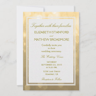Gold Bokeh Wedding Invitation